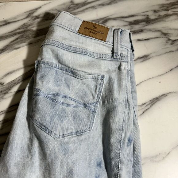 Abercrombie Kids Slim high rise ankle Acid Wash jean jegging SZ 15/16 Raw Hems - Picture 4 of 5